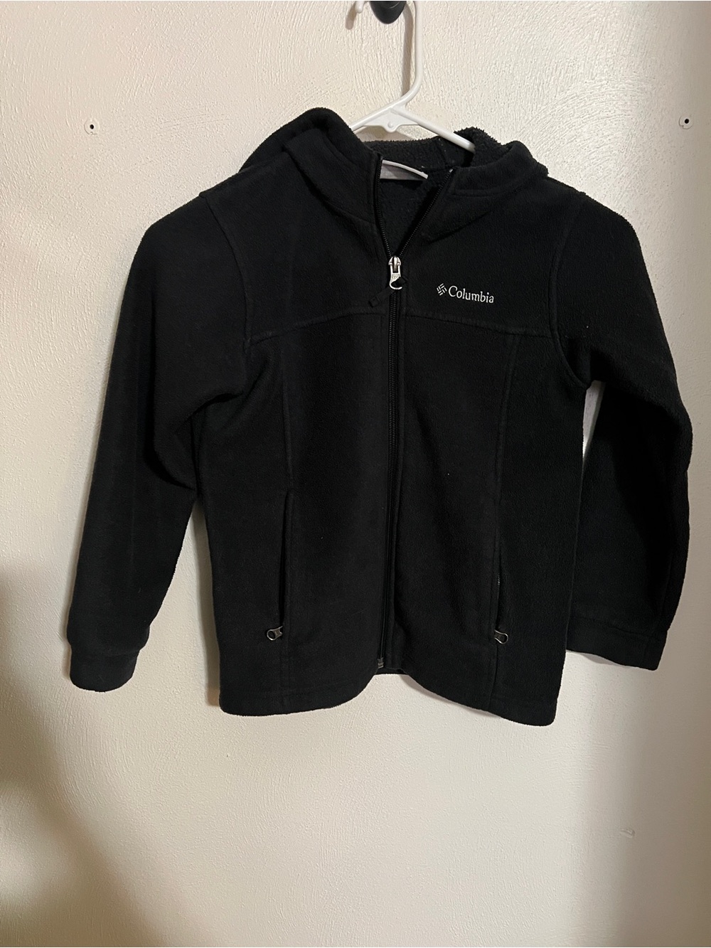 COLUMBIA Classic Full Zip Lightweight Casual Fleece Jacket Black Boy's Size XS